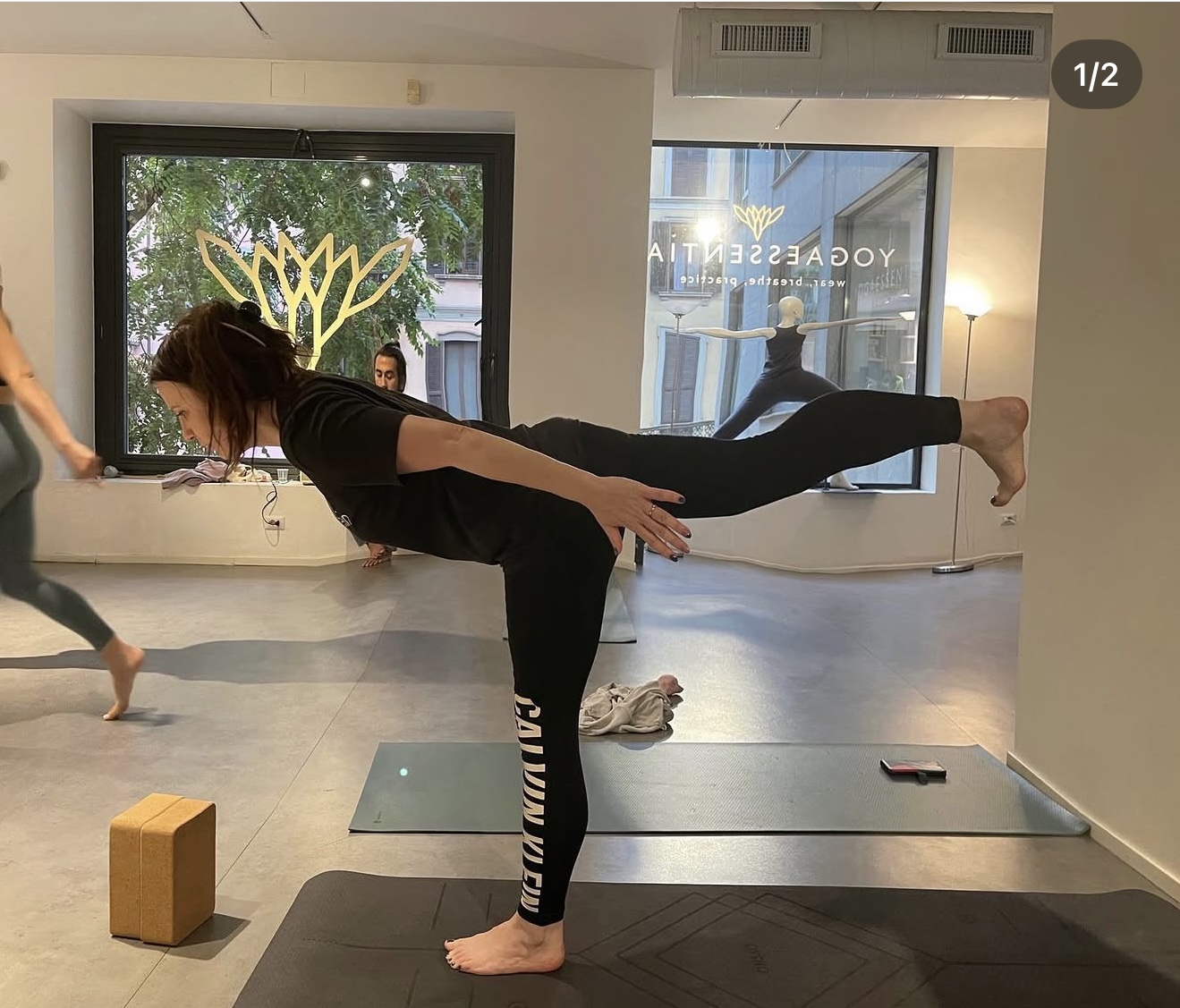 Karina Hubert practicing yoga