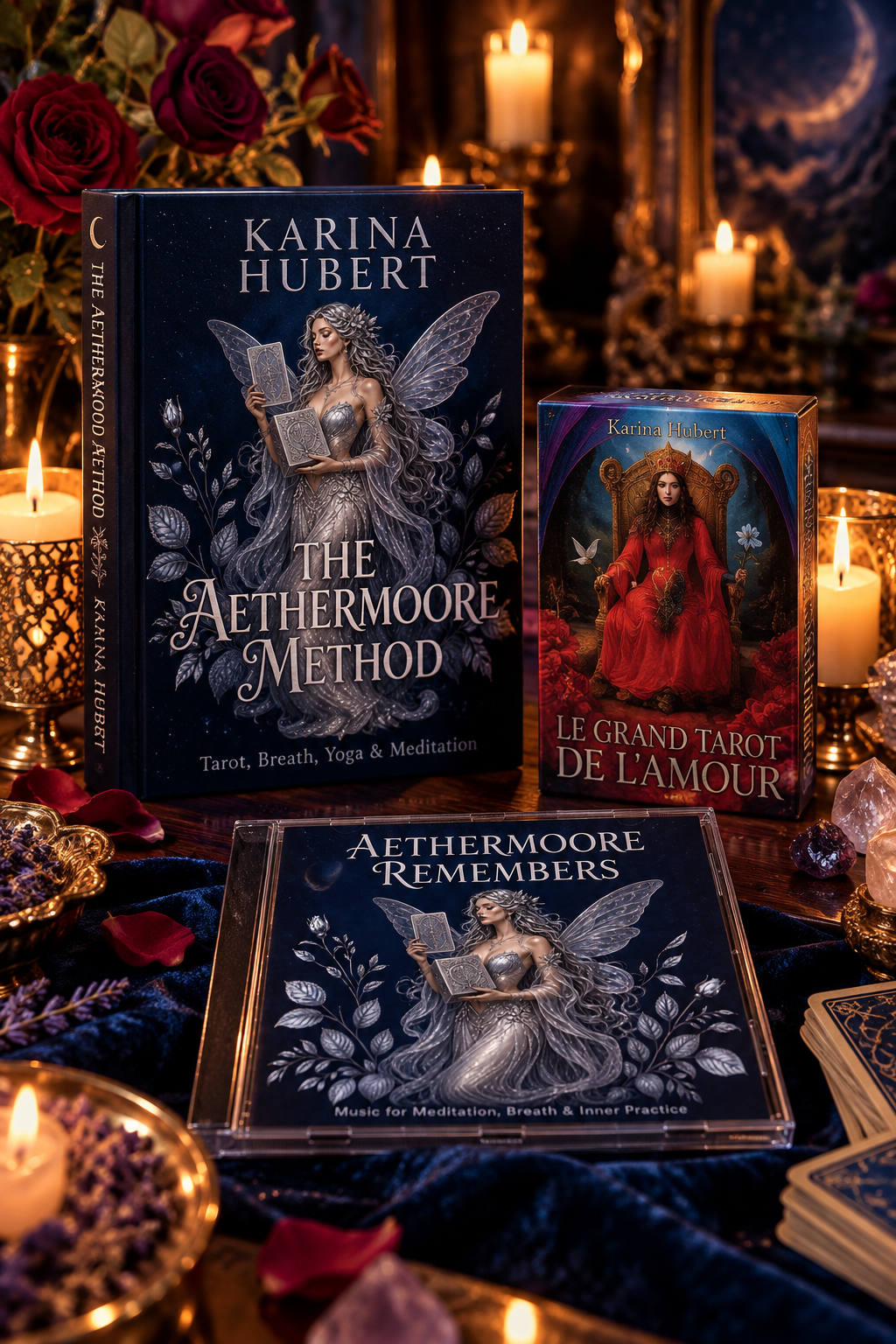 The Aethermoore Method book, original tarot deck and Aethermoore Remembers music